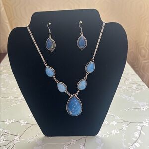 Doublet Opal fire necklace and earrings